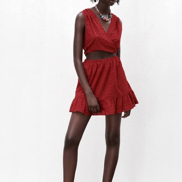 Zara Eyelet Mini-Dress with Cutouts - Picture 1 of 8